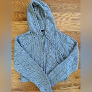 Brandy Melville cable knit cropped zip up hoodie - one size